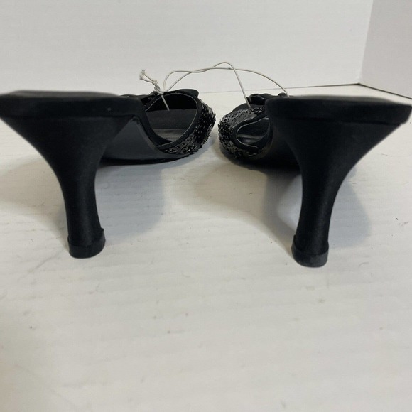 Massimo Mules Evening Sequined Trim with Bow Womens 6 Black - Picture 3 of 9